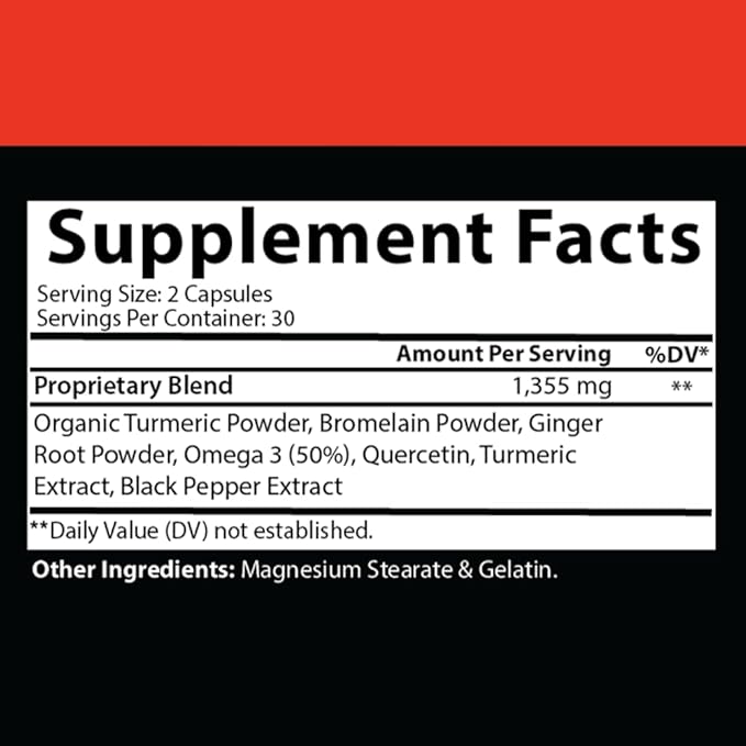 Angry Supplements Turmeric Ginger Maxx 60 Capsules w. Turmeric, Ginger Root, Omega 3, Bromelain, Quercetin & Black Pepper Extract – Wellness & Antioxidant for Men & Women (2-Bottles)