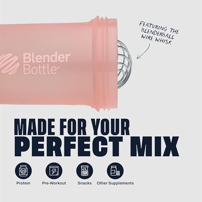 BlenderBottle Shaker Bottle with Pill Organizer and Storage for Protein Powder, Classic V2 ProStak System, 22-Ounce, Rose Pink