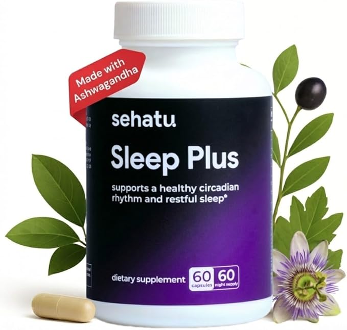 Sleep Plus Supplement | with Melatonin, GABA, Ashwagandha, 5-HTP | for Men and Women Seeking a Healthy Sleep-Wake Schedule and A Relaxed Mood | 60 Count | 60 Day Supply