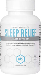 NBI Sleep Relief Melatonin Natural Formula | Soothing Bedtime Supplement | Sleep Support with Magnesium and L-Theanine | 60ct Tablets