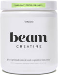 Beam Creatine Monohydrate Powder – 5g Micronized Creatine Monohydrate, Third Party Tested Creatine for Women & Men, Muscle Strength, Growth, Recovery & Cognitive Support, Unflavored, 60 Servings
