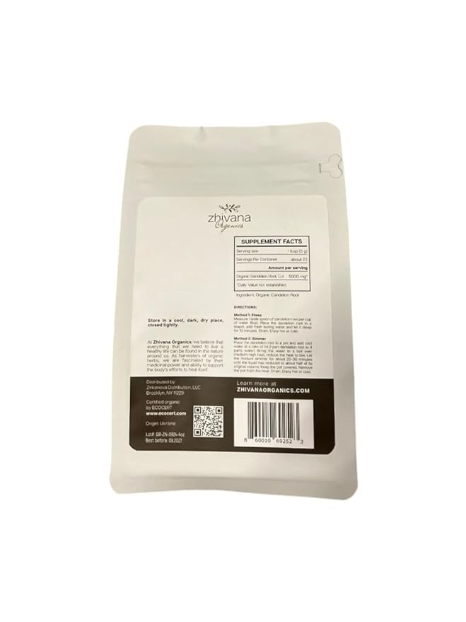 Dandelion Root Organic - Dandelion Tea - Diente de Leon Organico – Natural Cleansing, Gut Flora, Digestion, Liver, Skin – 4 oz