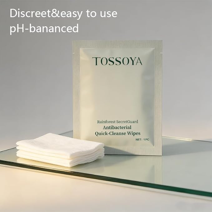 Tossoya™ Gentle Intimate Wipes - pH Balanced Feminine Cleansing Wipes for Sensitive Skin - Quick-Dry & Refreshing Daily Care - Individually Wrapped - Plant-Based Formula -10 Count (Pack of 1)