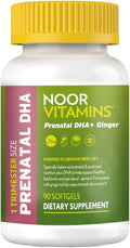 Noor Vitamins Halal Prenatal Vitamins with DHA and Folic Acid, Essential Vitamins, Ginger to Soothe Mom's Stomach, Iron, Softgels, Prenatal Vitamin Before/During/Post Pregnancy (3 Months Supply)