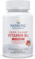 Nordic Naturals Zero Sugar Vitamin B12 Gummies - 2000 mcg Vitamin B12 per Gummy, Passion Fruit Guava Flavor - 30 Gummies, Essential Nutrient Support for Energy Production and Brain Health, 30 Servings