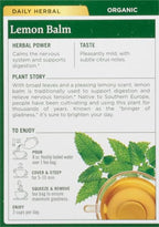 Traditional Medicinals Organic Lemon Balm Tea, Tea Bags | Herbal | Pack of 2 | 16 Count | Calming