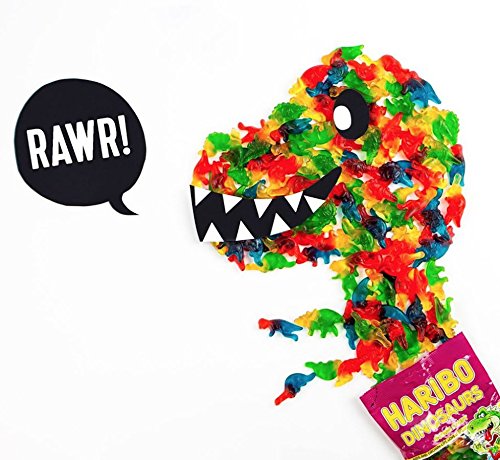 HARIBO Gummi Candy, Dinosaurs Gummy Candy, 5 Ounce Share Size Bags (Pack of 12) Delicious Soft & Chewy Sweet Snacks, Assorted Fruity Flavors