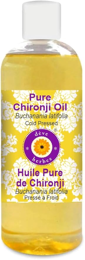 dève herbes Pure Chironji Oil (Buchanania latifolia) 100% Natural Therapeutic Grade Cold Pressed 200ml (6.76 oz)