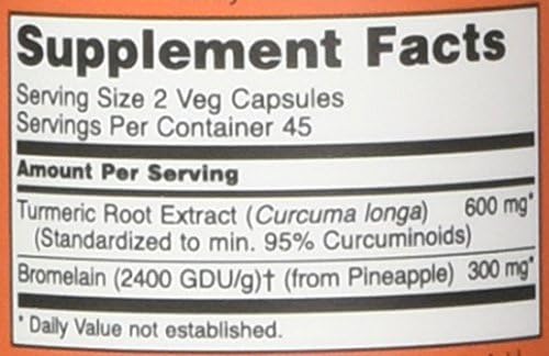 Now Foods Turmeric & Bromelain, 90 Vegetable Capsule (2 Pack)