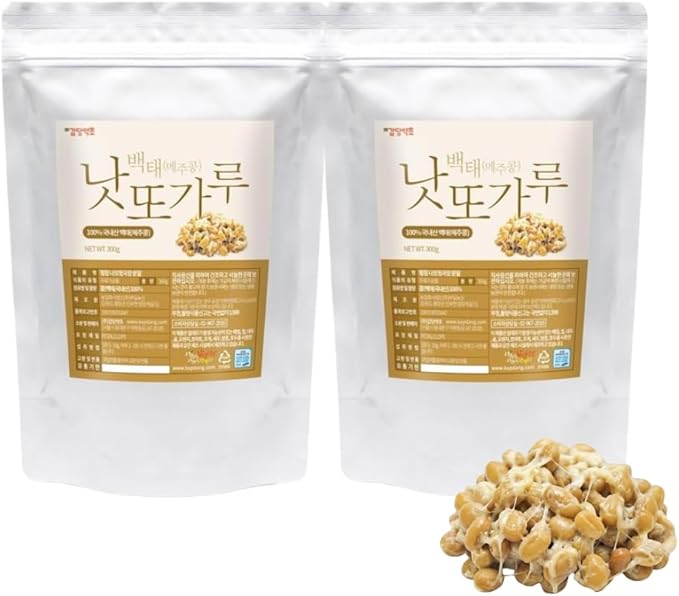 K-Herb Soybean Natto Powder 100% Natural Nattokinase Freeze-Dried Fermented Food Vitamin K2 낫또가루 (10.6 oz (300g), Natto 2Pack)