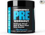 Pre Workout Gummies, Supports Energy Levels, Boosts Performance, Beta Alanine, Green Tea Extract, Nootropic Blend for Focus, Natural Beet Root, Blue Raspberry, 60 Gummies, 30 Servings