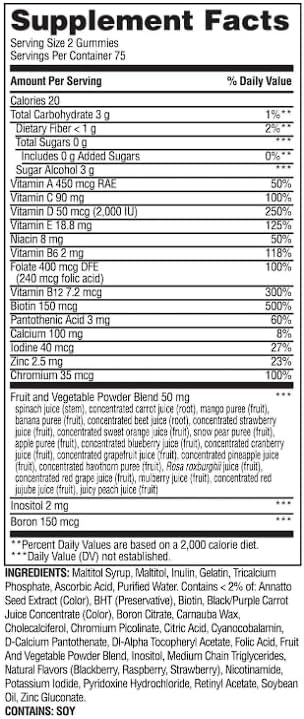 Spring Valley Zero Sugar Women's Multi Gummy, 150 Count, Pack 01 + Daily Supplement Tracker Sticker