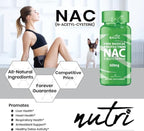 Nutri NAC Supplement N-Acetyl Cysteine 600 mg - Anti Aging Supplement, Antioxidant, Liver, Lung Support, Boost Glutathione - 60 Capsules - Free Radical Protection - 3rd Party Tested - GMP Certified