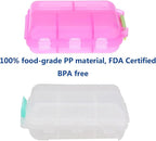 Pill Case (2 Pack) - Portable Small Supplements Tablet Container Box with 10 Compartments - Medicine Capsule Vitamin Organizer Dispenser Holder Storage for Travel Trip Pocket Purse(Pink+White)