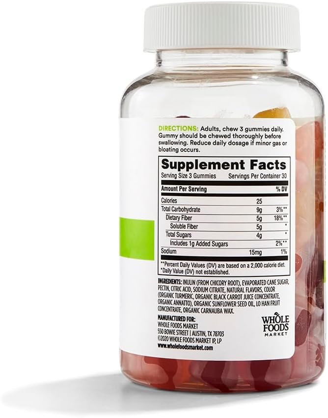 365 by Whole Foods Market, Fiber Gummies, Assorted Natural Fruit Flavors, 90 Count