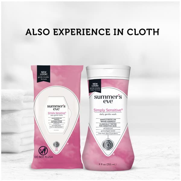 Summer's Eve Simply Sensitive Daily Gentle Feminine Wash, Removes Odor, pH balanced, 9 fl oz (Pack of 6)