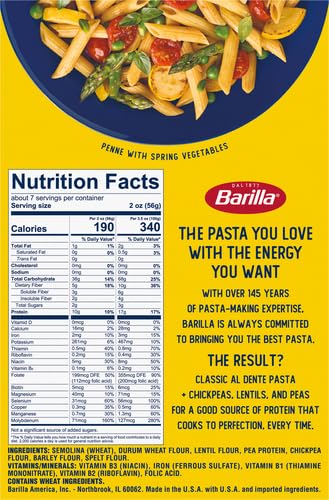 Barilla Protein+ (Plus) Penne Pasta,14.5 Ounce - plant based - Made from Lentils,Chickpeas & Peas - Non-GMO,Kosher Certified,(Pack of 4)