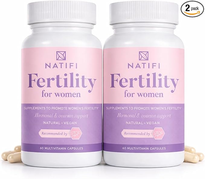 Natifi (2 Bottles Fertility Prenatal Vitamins Regulate Cycles Balance Hormones, Aid Ovulation. Conception Multivitamin for Women. 60 Caps Folic Acid, Myo Inositol, Vitex