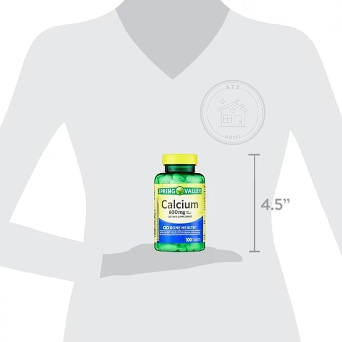 Spring Valley Calcium 600 mg, 100 Tablets | Calcium Supplement 600 mg | Calcium Supplement + STS Sticker.