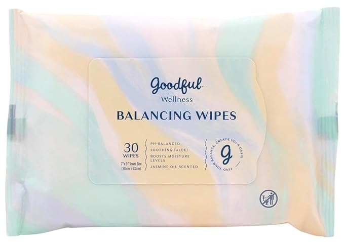 Goodful Wellness pH Balancing Wipes, 30 Count – Hypoallergenic Feminine Wipes, Gentle pH Balanced Wipes Women, Unscented Intimate Wipes