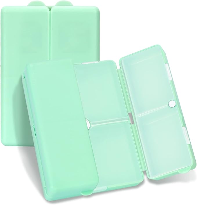 FYY Daily Pill Organizer,7 Compartments Portable Pill Case Travel Pill Organizer,[Folding Design] Pill Box for Purse Pocket to Hold Vitamins,Cod Liver Oil,Supplements and Medication-DarkGreen