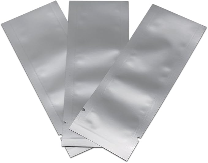 100 Pack 2.36x7.87 inch Heat Seal Sample Pouch Thickened Mylar Foil Bag for Toiletries Travel Packets Single Serving Coffee Powder Condiments Food Storage Containers