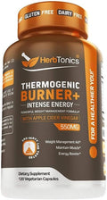 Herbtonics Thermogenic Supplement | Metabolic Health & GLP-1 Support for Men & Women | Clean Energy & Mental Focus | ACV, Green Tea Extract & Caffeine | 120 Veg Capsules