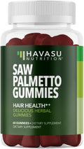 Saw Palmetto for Men Gummies - DHT Blocker Supplement for Hair Health and Male Patterned Balding - 60 Count - Supports Scalp and Prostate Wellness - Raspberry Flavor - Vegan, Non-GMO, 1 Month Supply
