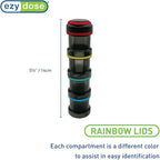 EZY DOSE Stackable Weekly (4-Day) Pill Organizer, Detachable Multiday Medication & Vitamin Organizer Box with Color-Coded Compartments, Portable Daily Planner Case for Home and Travel, 5.5" Tall