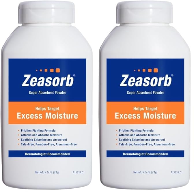 Zeasorb Body Powder, Foot & Body | Excess Moisture Control | Dermatologist Recommended | Friction-Fighting Formula | 2.5 oz Pack of 2