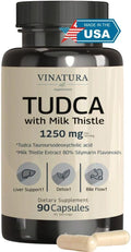 VINATURA TUDCA Milk Thistle 1250mg - Tudca Supplement, Tudca Bile Salts, Liver Support, Gallbladder Supplements *USA Made and Tested* Bile Salts Supplement - 90 Capsules