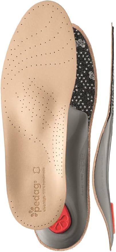Pedag Viva High | Extra High Arch Support | Handmade in Germany | Plantar Fasciitis Relief | Heel Cushion | Activated Charcoal Odor Control | Metatarsal Support | Tan Leather | Men US 12/ EU 45