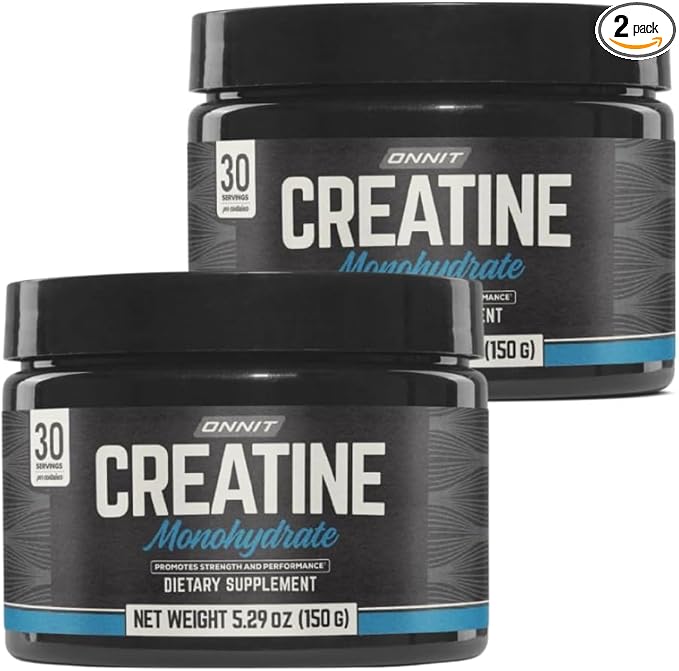ONNIT Creatine Monohydrate Powder, IGEN™ Non-GMO Tested – 5g Premium Creatine for Muscle Strength, Power & Lean Mass, Supports Brain Health & Cellular Energy, Unflavored, 30 Servings, 5.29 oz 2-Pack