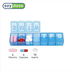 EZY DOSE Weekly (7-Day) Pill Organizer, Daily Vitamin Planner, Medicine Container, Case for Supplements and Fish Oils, Medium Compartments, Colors May Vary
