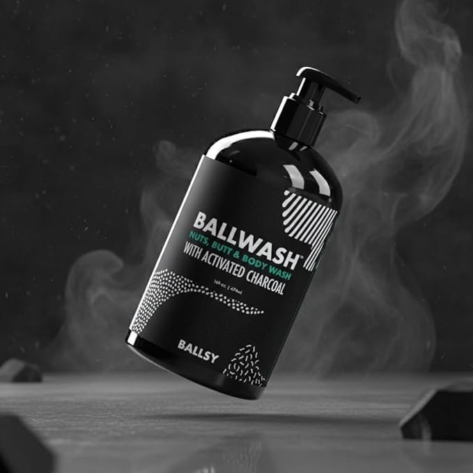 Ballsy Ballwash Charcoal Body Wash for Men - Moisturizing Men’s Bodywash with Coconut Oil – Soap for Men & Great for your Most Intimate Areas, 16 Oz