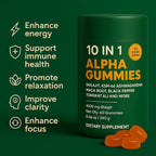 Alpha Gummies 10 in 1 for Men | 4000mg Himalayan Alpha Shilajit Gummies for Energy & Immune | 75% Fulvic Acid, 85+ Trace Minerals, Ashwagandha, Gokshura | No Added Sugar, Non-GMO, 60 Count (1)