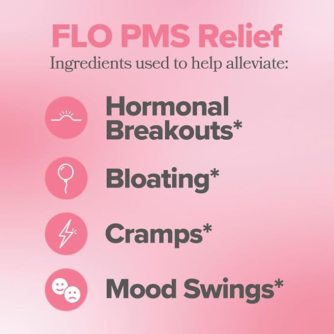 O Positiv FLO PMS Gummies for Women, 30 Servings (Pack of 3) - Proactive PMS Relief - Targets Hormonal Breakouts, Bloating, Cramps, & Mood Swings with Chasteberry, Vitamin B6, & Lemon Balm