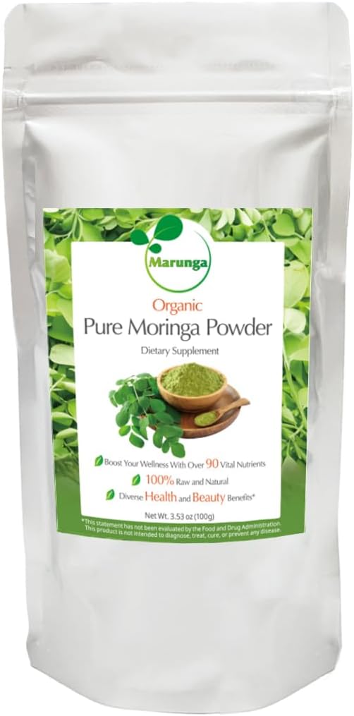 Organic Moringa Powder, 100% Raw & Natural, Non-GMO Superfood, 30-Day Supply, Made in Japan, Rich in Antioxidants, Vitamins & Amino Acids, Vegan & Gluten-Free, Great for Smoothies & Tea