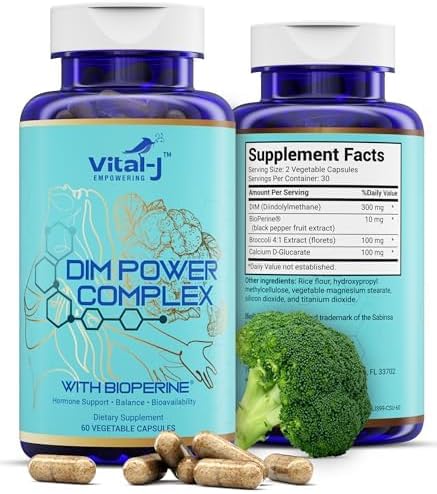 4-in-1 DIM Potent Complex 300mg - Estrogen Balance and Metabolism, Energy & Menopause Support Supplement with Bioperine (x4), Calcium and Broccoli Extract - for Women and Men 60 Servings