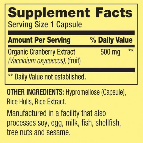 Spring Valley Cranberry Extract Vegetarian Capsules, 500mg, 60 Count + Dri Store Sticker.
