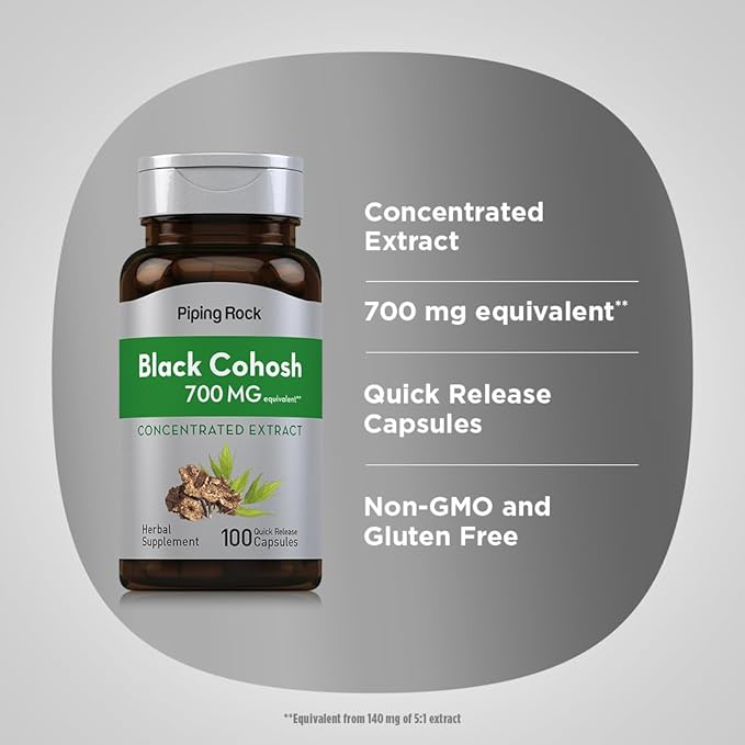 Piping Rock Black Cohosh Root Extract Supplement | 100 Capsules | Non-GMO and Gluten Free Formula