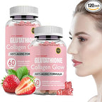 Collagen Peptides Gummies, Glutathione Collagen Glow Gummies, Korean Collagen Gummies to Rejuvenate Your Skin, Support Hair,Nail Health (2PCS)