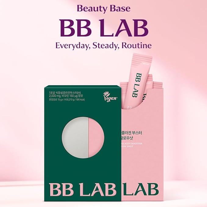 BB LAB Plant Collagen Booster Glow Shot 15g*14sticks, Korea Collagen Extract with Biotin, 2,000mg Vegan Collagen Booster for Woman, Plant-Based, Fast Absorption, Shine Muscat Flavor