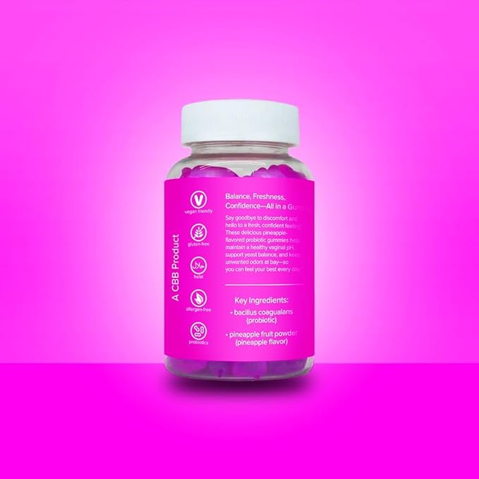 CBB Perfect PH Probiotic Gummies for Women with Vitamin C | Daily Feminine Wellness Supplement | Pineapple Flavor | 60 Gummies