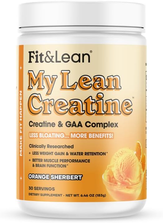Fit & Lean Creatine for Women, My Lean Creatine Powder Complex with GAA, Muscle Performance, Cognitive Function and Less Bloating, Reduced Water Retention, Orange Sherbert, 30 Servings