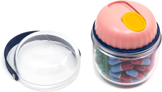 Mini Pill Dispenser Organizer Bottle, Daily Travel Medication Box with Secure Closure (Mini - White)