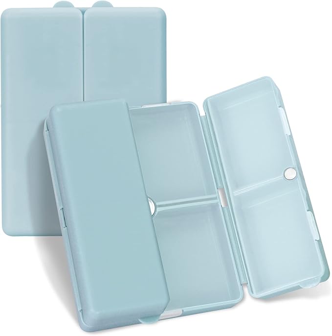 FYY Daily Pill Organizer,7 Compartments Portable Travel Pill Case/Box for Purse Pocket to Hold Vitamins,Cod Liver Oil,Supplements and Medication-SkyBlue, [Folding Design]