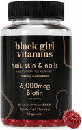 Black Girl Vitamins - Hair, Skin, and Nails Gummies with Biotin (6000 mcg), Zinc, Gelatin Free, Vitamin A, and Vitamin E - Gluten-Free. Made in The USA (Passion Fruit, 60 Count) 30 Day Supply