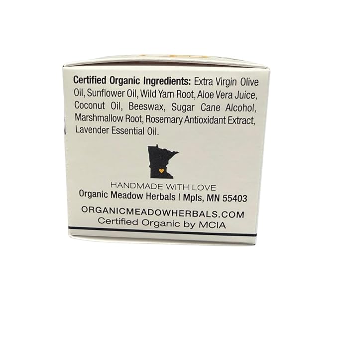 Organic Meadow Herbals Wild Yam Root Cream - USDA Certified Organic Balancing Cream for PMS & Menopause Relief - Estrogen & Progesterone-Free. Handmade by us. Woman-owned & Operated Since 1994 (2 oz)