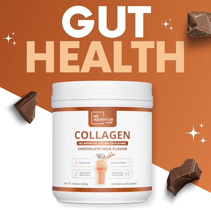 My Adventure to Fit Hydrolyzed Collagen Powder for Women - Grass Fed for Muscle Growth & Chocolate Collagen Protein Powder - Keto Collagen Powder for Joints & Gut Health - Chocolate Milk 420g